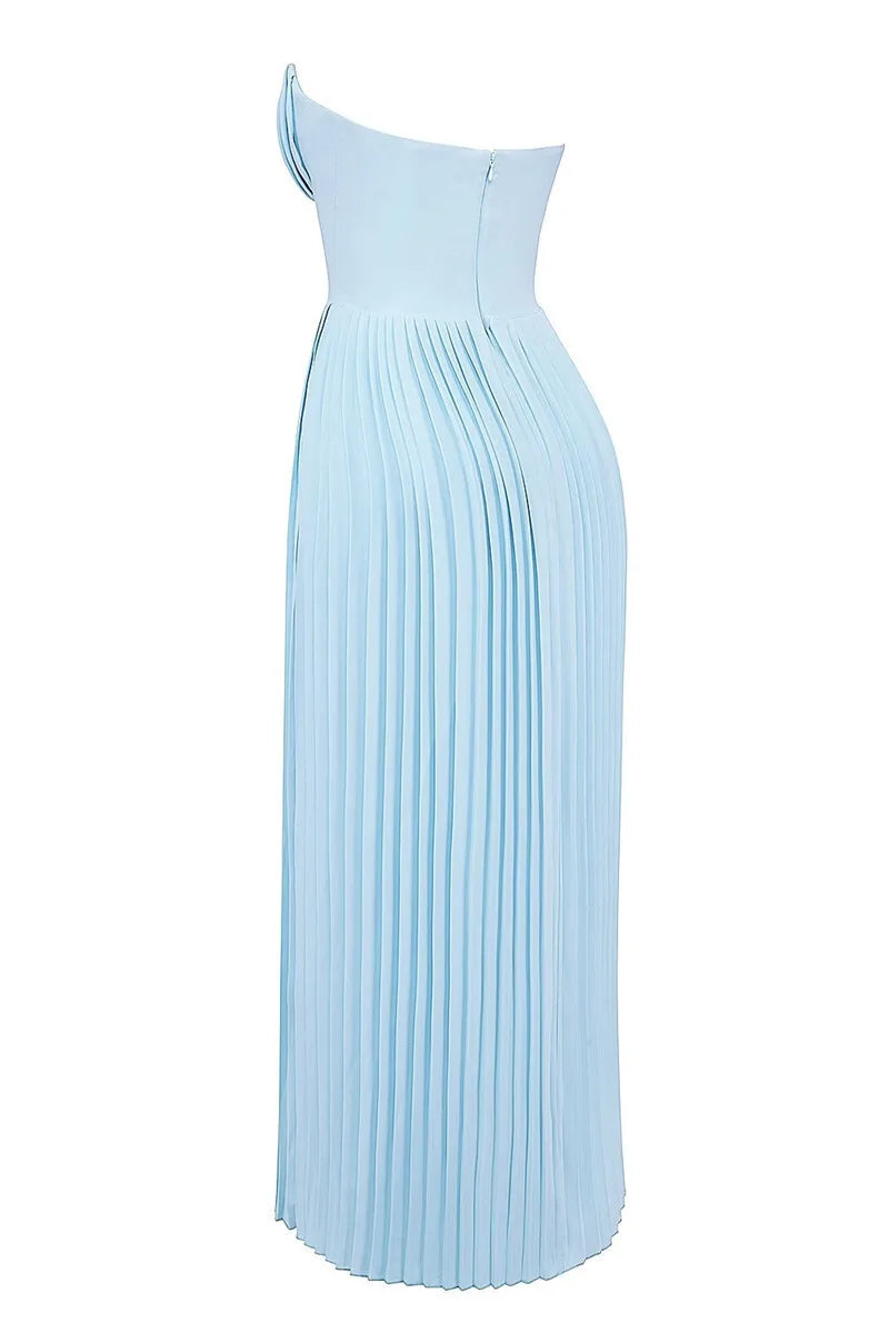 Off-shoulder Backless Pleated Maxi Dress For Women Fashion Strapless Sleeveless High Waist Bodycon Sexy Long Dress