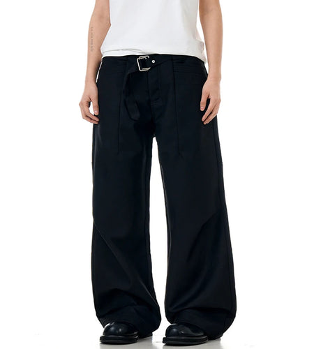 American Style Male Suit Pants Loose Pleated Design Straight Leg Solid Color Simple Men's Trousers Summer 9W1953