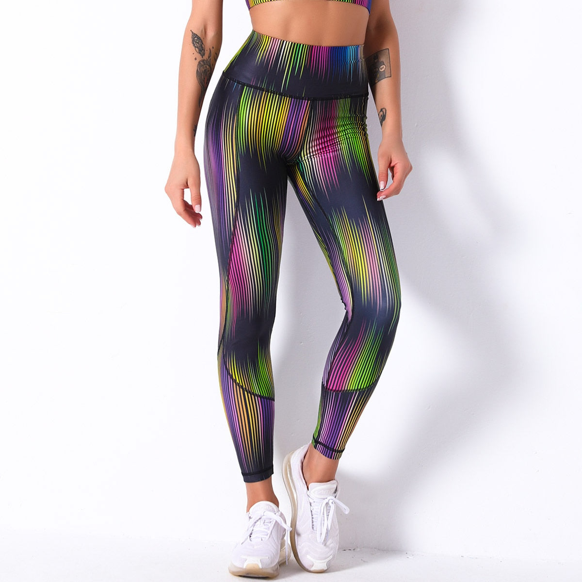 Fashion Sport Pants Women Colorful Digital Print High Waist Push Up Stretch Leggings Workout Outfit Fitness Gym Wear