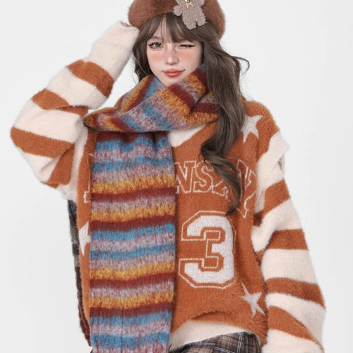 Load image into Gallery viewer, Hollow Out Harajuku Grunge Letter Jacquard Pullovers Streetwear Vintage Patchwork Jumpers Women Y2k Aesthetic Casual Sweaters
