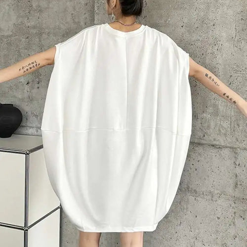 Load image into Gallery viewer, Women Black White Brief Big Size Casual Mini Dress New Round Neck Short Sleeve Fashion Tide Spring Summer 2025 1DH5840
