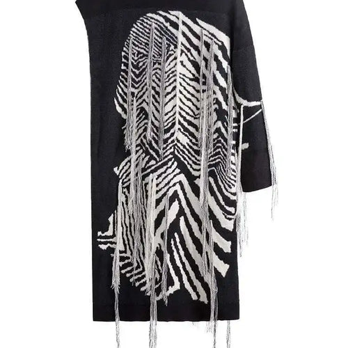 Load image into Gallery viewer, Women  Knitting Striped Tassels Big Size Dress New Round Neck Long Sleeve Loose Fit Fashion Tide Spring Autumn 2025 SG592
