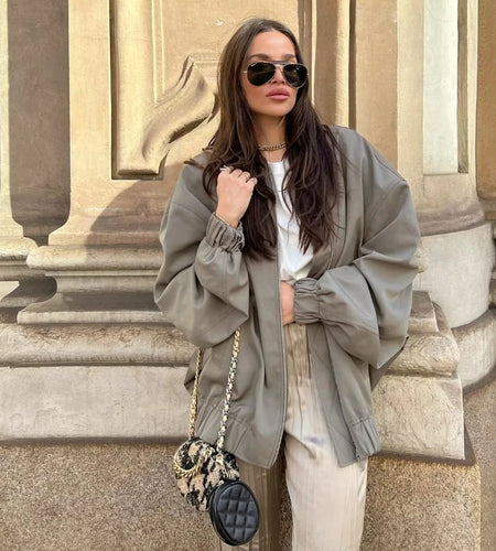 Women Fashion Leisure Long Sleeve Bomber Jacket 2023 Spring Fashion Zipper Baseball Coat High Street Casual Female Outerwear