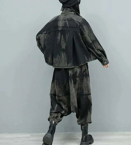 Big Size Casual Jacket Wide Leg Pants Two Piece Suit New Lapel Long Sleeve Women Fashion Tide Spring Autumn 2025 1DH9185