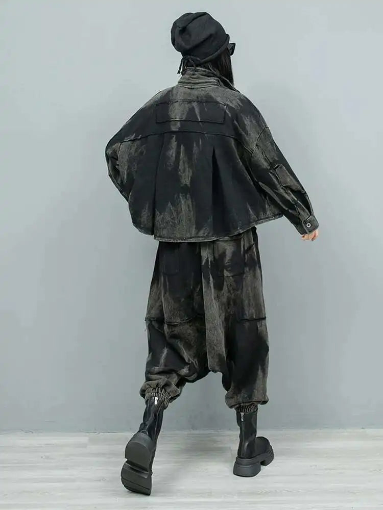 Big Size Casual Jacket Wide Leg Pants Two Piece Suit New Lapel Long Sleeve Women Fashion Tide Spring Autumn 2025 1DH9185