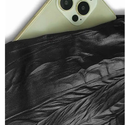 Load image into Gallery viewer, Women Black Pu Leather Pleated Big Size Mini Shirt Dress New Lapel Long Sleeve Fashion Tide Spring Autumn 2025 1DH7337
