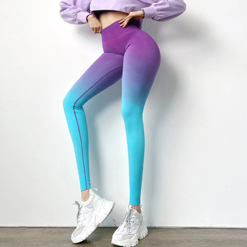 Load image into Gallery viewer, Seamless Push Up Sports Fitness Jogging Yoga Pants Women Gradient High Waist Gym Workout Scrunch Butt Running Avtive Leggings
