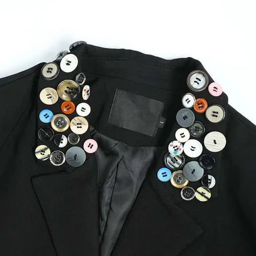 Load image into Gallery viewer, Women Black Colorful Button Big Size Blazer New Lapel Long Sleeve Loose Fit Jacket Fashion Spring Autumn 2025 1DF3113
