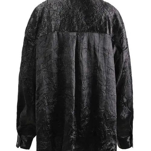 Load image into Gallery viewer, Women Black Pleated Buckle Big Size Vintage Blouse New Stand Collar Long Sleeve Shirt Fashion Spring Autumn 2025 CPG1416
