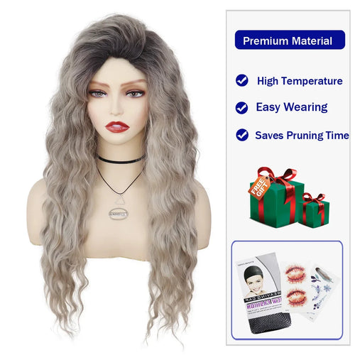 Load image into Gallery viewer, Synthetic Long Curly Wigs for White Women Ash Blonde Wig Natural Large Volume Wig Fluffy Hairstyle Costume Wedding Wig
