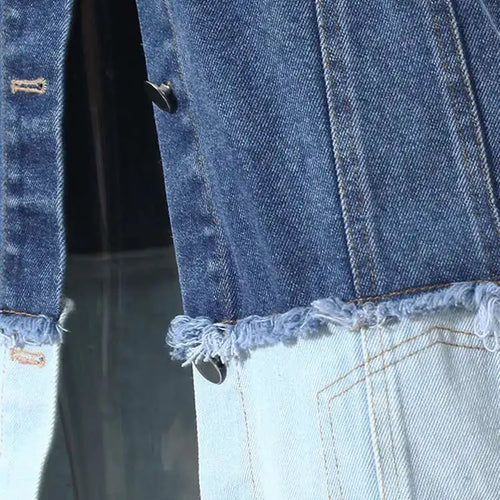 Load image into Gallery viewer, High Waist Blue Denim Fold Color-block Burr Casual Half-body Skirt Women Fashion Tide New Spring Autumn 2025 7AB6481
