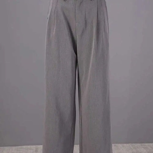 Load image into Gallery viewer, High Waist Gray Hollow Out Zipper Wide Leg Pants New Loose Fit Trousers Women Fashion Tide Spring Autumn 2025 1DF6568
