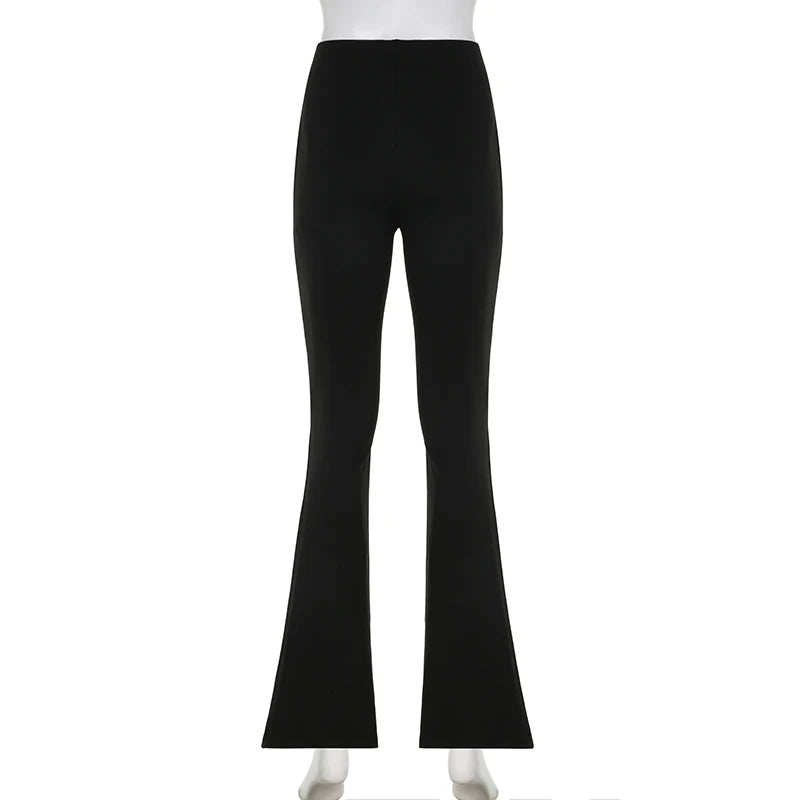 Casual Embroidery Slim Autumn Sweatpants Y2K Gothic Aesthetic Basic Flared Trousers Women Korean Full Length Capris