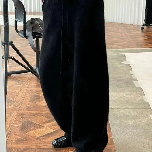 Load image into Gallery viewer, High Elastic Waist Beige 36% Wool Long Knitting Wide Leg Pants New Trousers Women Fashion Tide Autumn Winter 2025 1DH8230
