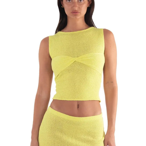 Load image into Gallery viewer, Spring/Summer Knitted Sweater Two Piece Set Women Elastic Slim Set Female Sleeveless Top Mini Short Skirt Party Beach
