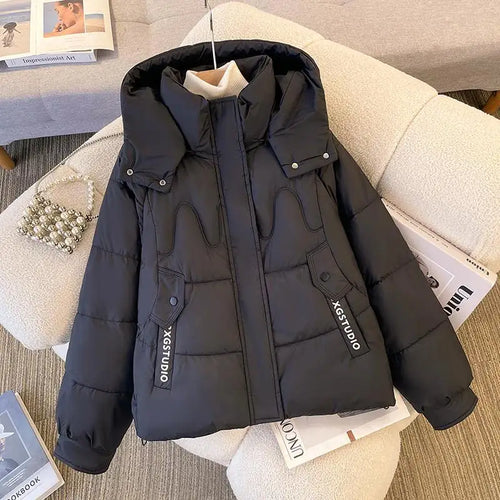 Load image into Gallery viewer, Korean Fashion Women 2024 New Black Beige Elegant Plus Size Jacket Winter Pink Thick Short Down Cotton Coat Casual Simplicity
