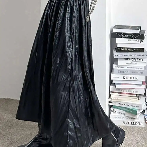 Load image into Gallery viewer, High Elastic Waist Coffee Pleated Midi Pu Leather Half-body Skirt Women Fashion Tide New Spring Autumn 2025 1DH1592
