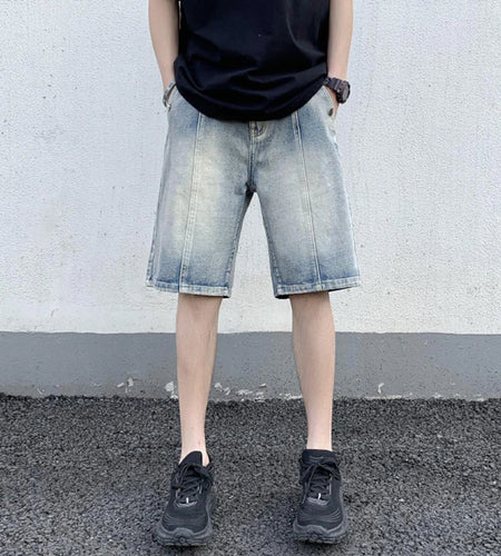 Men's Denim Shorts Solid Color Summer New American Male Loose Five Quarter Pants Casual Fashion Trend Menwear 9W1356