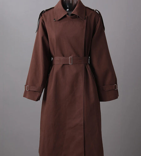 Women Red Brown Big Size Long Elegant Trench New Lapel Long Sleeve Windbreaker Fashion Tide Spring Autumn 2025 1DH9733