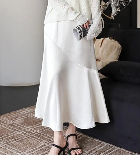 Spring Summer Black White High Waist Ruffles Pleated Skirt Women Clothes French Vintage Purple Elegant Vacation Party Long Skirt