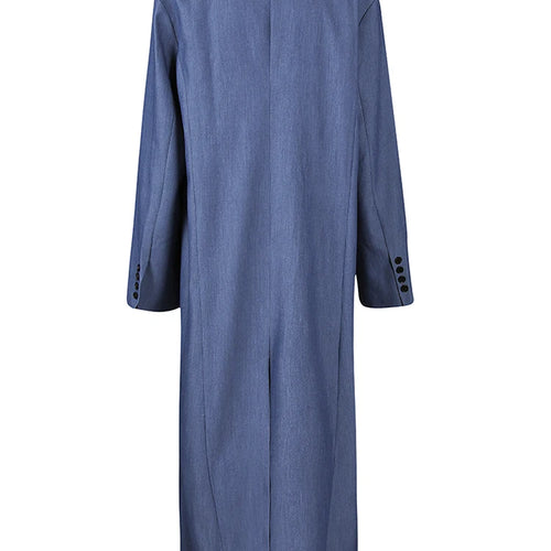 Load image into Gallery viewer, Women Blue Khaki Brief Long Big Size Elegant Blazer New Lapel Long Sleeve Jacket Fashion Tide Spring Autumn 2025 1LD2085
