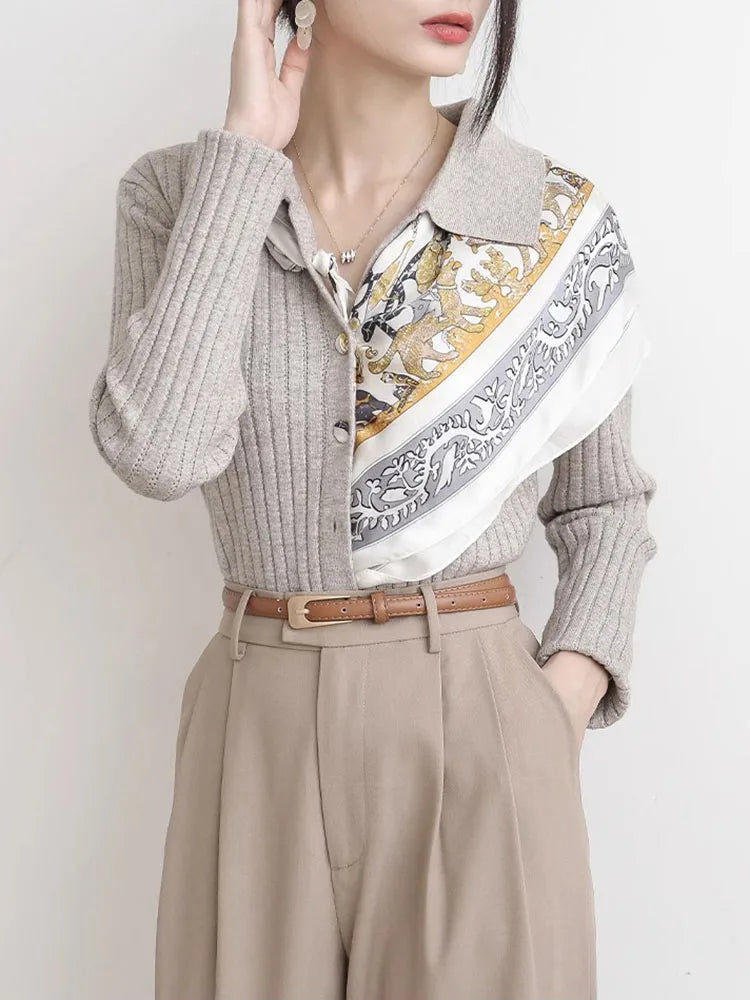 Women Knitted Cardigan Long-sleeved Lapel Sweater Women's 2022 New Slim Sweater Coat C-164
