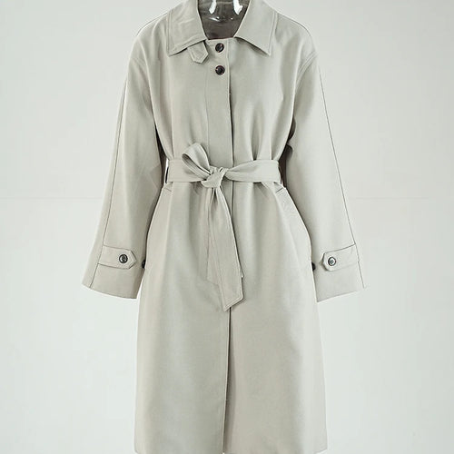 Load image into Gallery viewer, Women Green Belted Elegant Big Size Long Trench New Lapel Long Sleeve Windbreaker Fashion Tide Spring Autumn 2025 CPG1795
