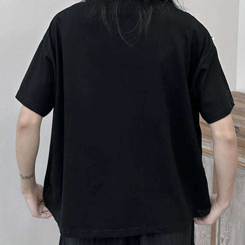 Load image into Gallery viewer, Women White Ribbon Color-block Big Size Casual T-shirt New Round Neck Short Sleeve Fashion Tide Spring Summer 2025 1DJ1675
