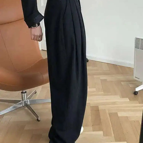 Load image into Gallery viewer, High Waist Black Pleated Casual Wide Leg Pants New Loose Fit Trousers Women Fashion Tide Spring Autumn 2025 1DF4432
