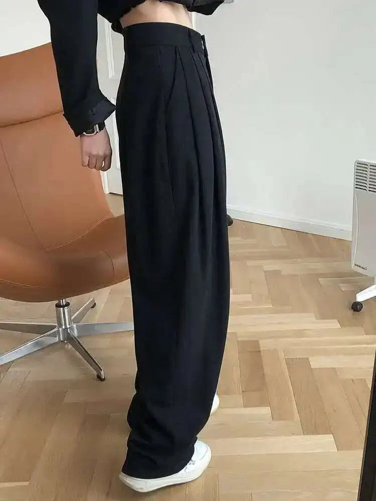 High Waist Black Pleated Casual Wide Leg Pants New Loose Fit Trousers Women Fashion Tide Spring Autumn 2025 1DF4432