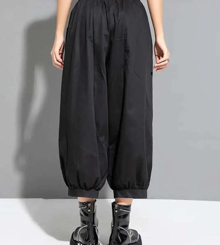 High Elastic Waist Black Pocket Thin Casual Harem Pants New Loose Fit Trousers Women Fashion Spring Autumn 2025 1DF6508