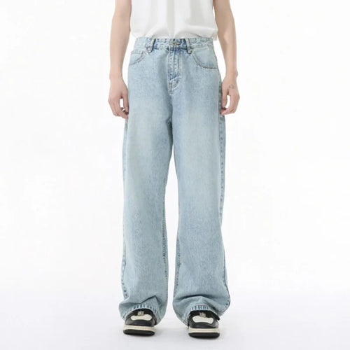 Load image into Gallery viewer, Men&#39;s Jeans Korean New Fashion Washed Style Solid Color Male Trousers Straight Wide Leg Simple Casual Bottoms 2025 9W1681
