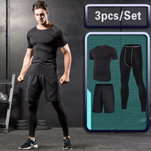 Load image into Gallery viewer, Men&#39;s Compression Sportswear Suits Gym Tight Training Clothing Workout Jogging Sports Set Fitness Running Tracksuit Rash Guard
