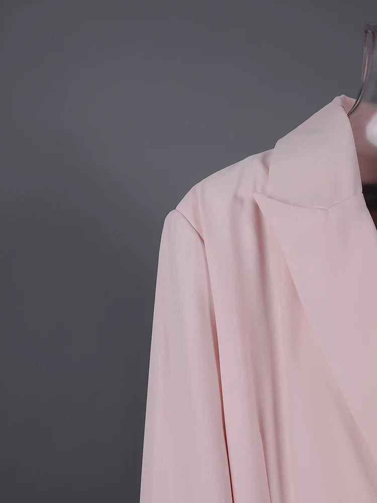 Women Single Button Big Size Long Elegant Blazer New Lapel Long Sleeve Jacket Fashion Tide Spring Autumn 2025 1LD2107