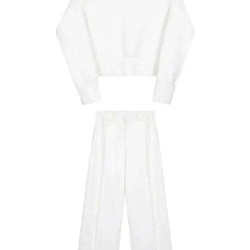 Load image into Gallery viewer, Wide Leg Pants Big Size Two Piece Suit New Round Neck Long Sleeve Black Loose Fit Women Fashion Spring Autumn 2025 1DF7084
