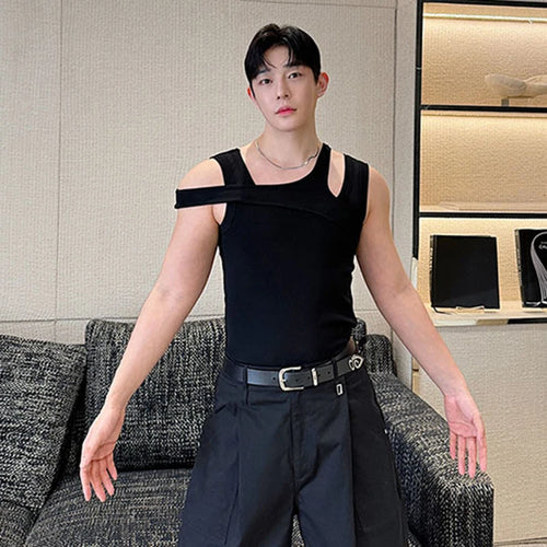 Load image into Gallery viewer, Summer Niche Design Fake Two-piece T-shirt Sleeveless Multi-wear Round Neck Pullover Vest Sexy Male Tank Top 9C5988
