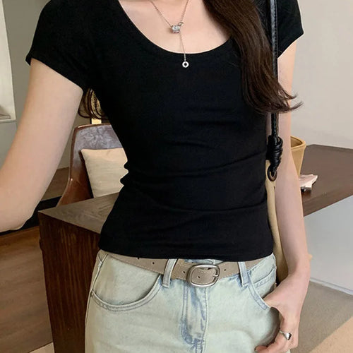 Load image into Gallery viewer, Summer Casual Cotton T Shirt For Women Short Sleeve Tshirts Fashion Womens Clothing Slim Basic O Neck Y2K Tee Shirt Femme
