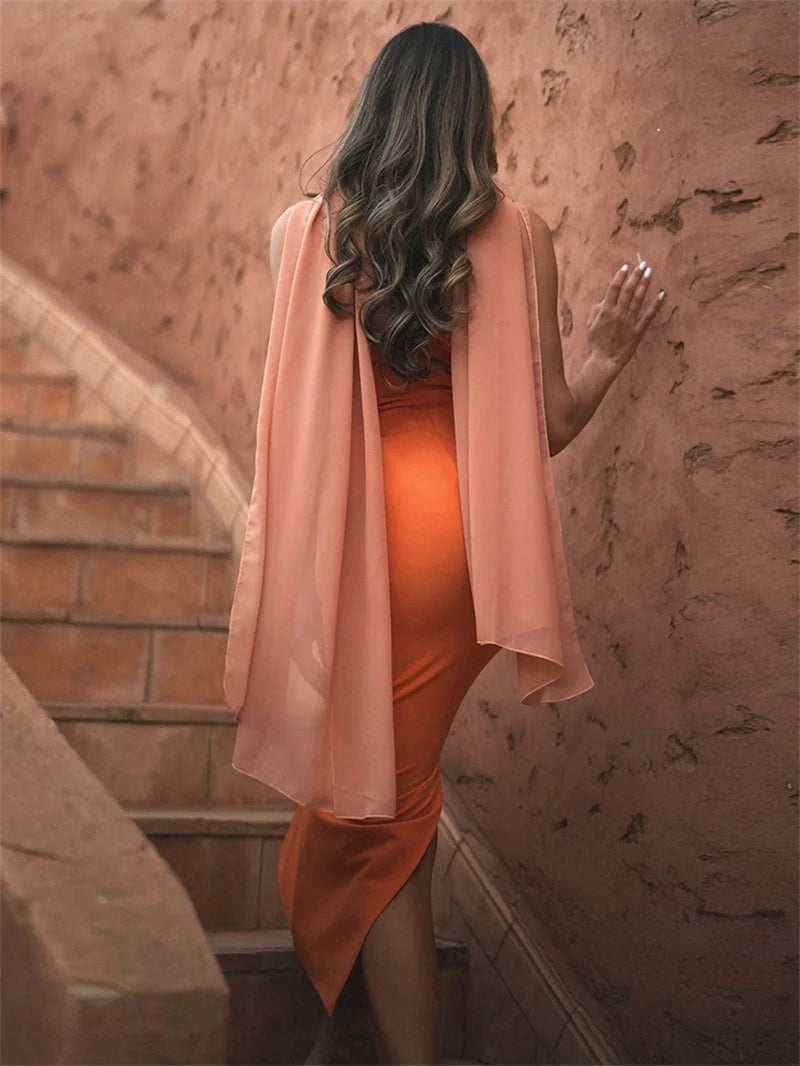 Scarf Collar Strapless Sexy Maxi Dress Women Gown Off-shoulder Sleeveless Backless Bodycon Club Party Long Dress 2025