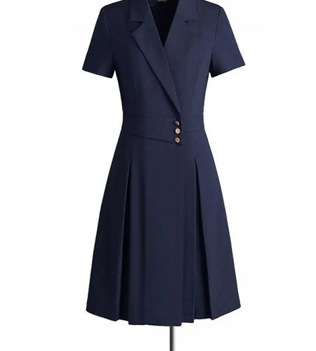 Women Solid Elegant Single Breasted Suit Dress 2024 Summer New Fashion Clothing High Waist Slim Short Sleeved Party Blazer Dress