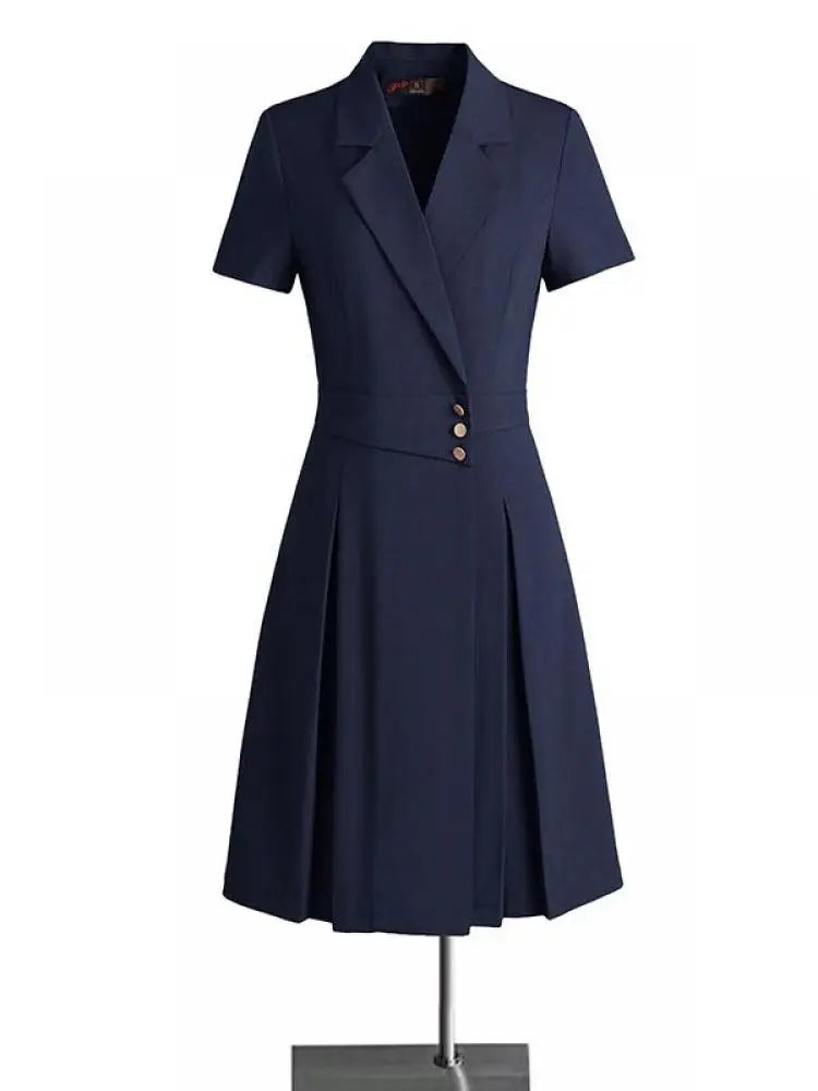 Women Solid Elegant Single Breasted Suit Dress 2024 Summer New Fashion Clothing High Waist Slim Short Sleeved Party Blazer Dress