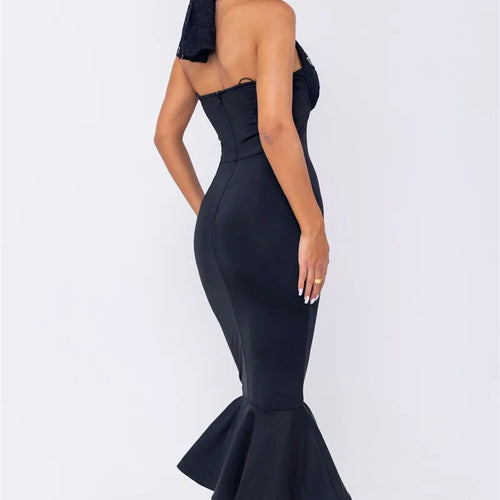 Load image into Gallery viewer, Sleeveless Fishtail Maxi Dress For Women Autumn New Halter Deep V Neck Backless Bodycon Party Sexy Long Dress Elegant
