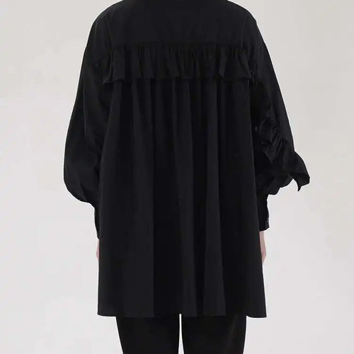 Load image into Gallery viewer, omen Khaki Ruffles Irregular Big Size Long Blouse New Lapel Long Sleeve Shirt Fashion Tide Spring Autumn 2025 2AA4728
