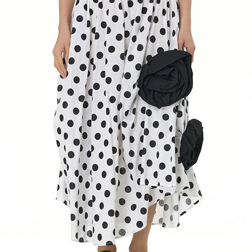 Load image into Gallery viewer, Women Black Flower Irregular Pleated Half-body Skirt High Elastic Waist Loose Fashion Tide New Spring Summer 2025 1DF9179
