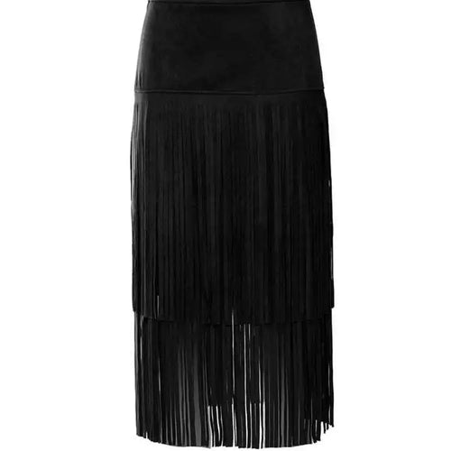 Load image into Gallery viewer, High Waist Khaki Tassels Irregular Long Elehgant Half-body Skirt Women Fashion Tide New Spring Autumn 2025 1DE8926
