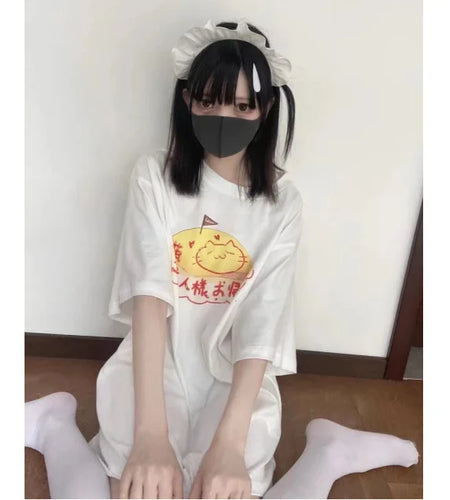 Cotton T Shirts Women Summer Cute Tees Short Sleeve O-neck Camisetas Oversized Tops Anime Fashion Casual Y2k Tshirt Ropa Mujer