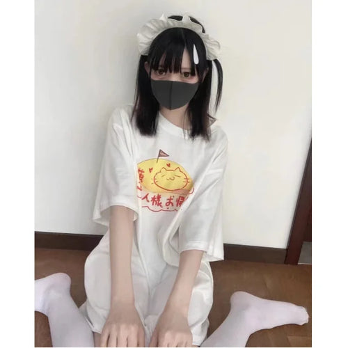 Load image into Gallery viewer, Cotton T Shirts Women Summer Cute Tees Short Sleeve O-neck Camisetas Oversized Tops Anime Fashion Casual Y2k Tshirt Ropa Mujer
