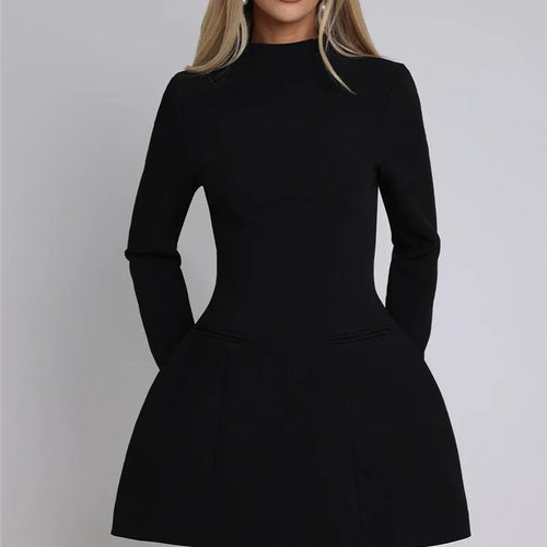 Load image into Gallery viewer, Long Sleeve Backless Sexy Mini Dress For Women Autumn Winter New O Neck High Waist A-line Club Party Sexy Dress Elegant
