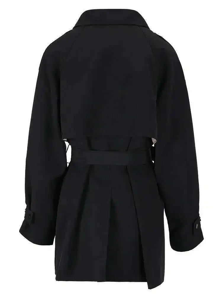 Women Gray Belted Big Size Trench New Lapel Long Sleeve Loose Fit Windbreaker Fashion Tide Spring Autumn 2025 CPG0586