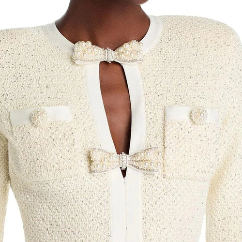 Load image into Gallery viewer, Slimming Spliced Bowknot Fake Two Pieces Dresses for Women Round Neck Long Sleeves Patchwork Pockets Dress Female
