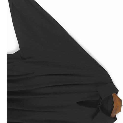 Load image into Gallery viewer, Women Black Pleated Hollow Out Big Size Elegant Mini Dress New V-Neck Long Sleeve Fashion Tide Spring Autumn 2025 1DH9549
